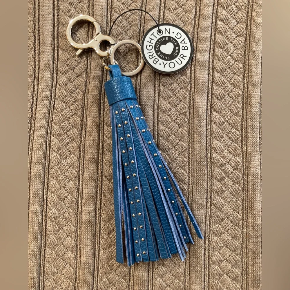 Brighton Your Bag Leather Rockstar Tassel Fob in Lagoon Blue - Picture 1 of 2